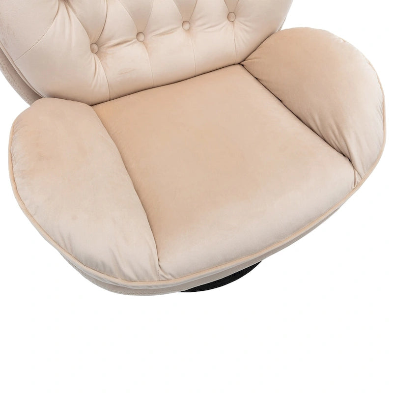 Fauteuil d'appoint pivotant moderne beige de 31,7 po avec pouf