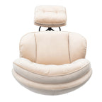 Fauteuil d'appoint pivotant moderne beige de 31,7 po avec pouf