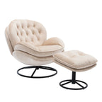 Fauteuil d'appoint pivotant moderne beige de 31,7 po avec pouf