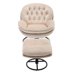 Fauteuil d'appoint pivotant moderne beige de 31,7 po avec pouf