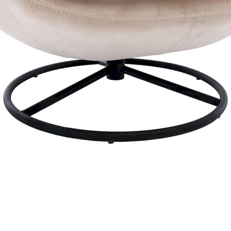 Fauteuil d'appoint pivotant moderne beige de 31,7 po avec pouf
