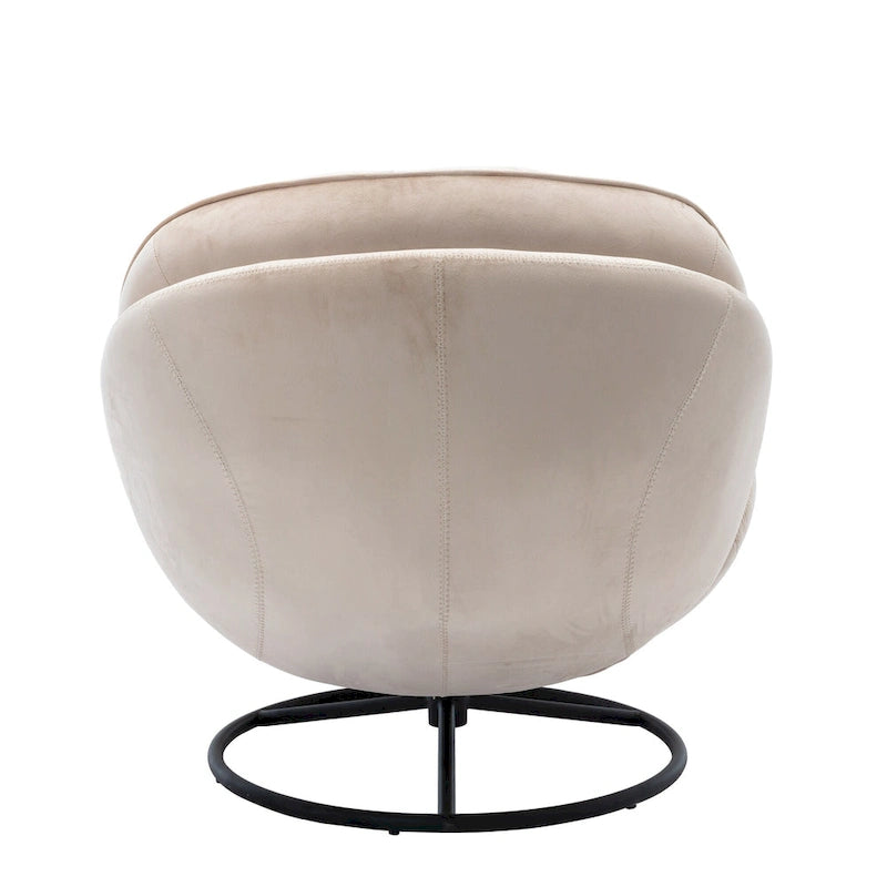 Fauteuil d'appoint pivotant moderne beige de 31,7 po avec pouf