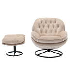 Fauteuil d'appoint pivotant moderne beige de 31,7 po avec pouf