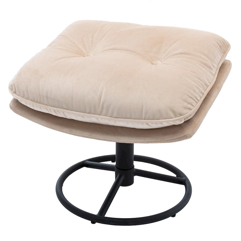 Fauteuil d'appoint pivotant moderne beige de 31,7 po avec pouf