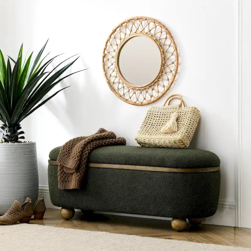 Banc de rangement ottoman, Banc de rangement capitonné pour bout de lit avec rangement et assise, Grand banc de rangement pour couvertures pour repose-pieds