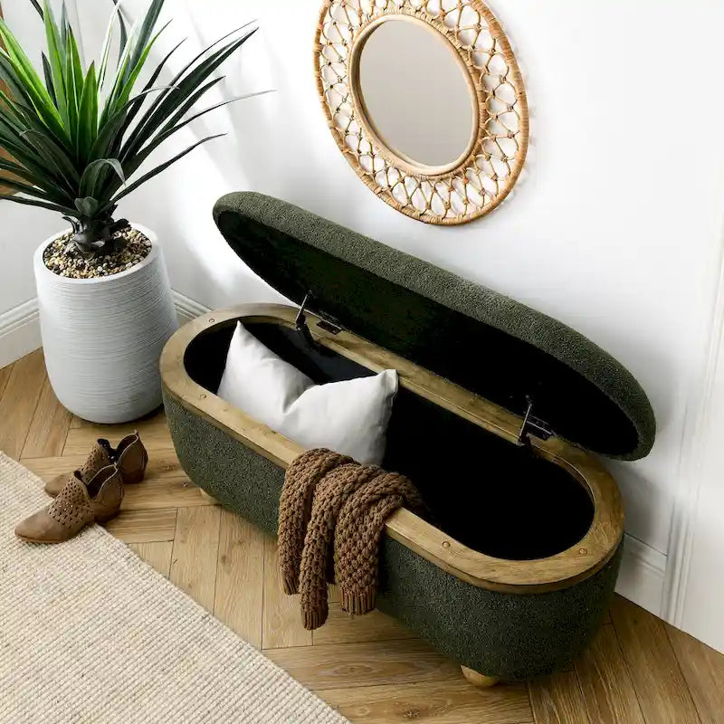 Banc de rangement ottoman, Banc de rangement capitonné pour bout de lit avec rangement et assise, Grand banc de rangement pour couvertures pour repose-pieds