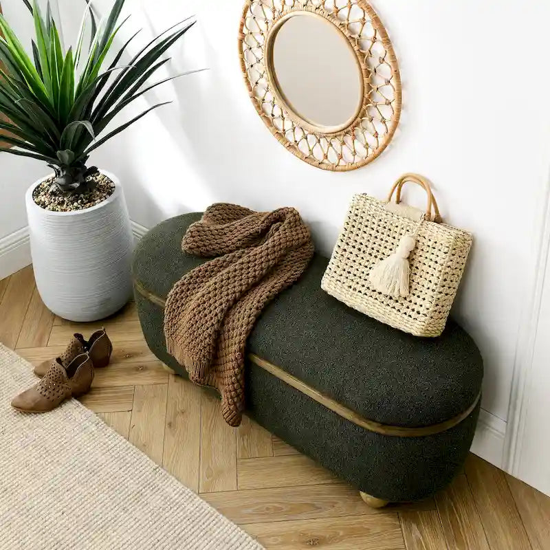 Banc de rangement ottoman, Banc de rangement capitonné pour bout de lit avec rangement et assise, Grand banc de rangement pour couvertures pour repose-pieds