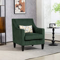 Fauteuil rembourré Emerald 26.77 avec accoudoirs creusés et pieds en bois d'hévéa
