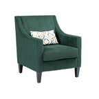 Fauteuil rembourré Emerald 26.77 avec accoudoirs creusés et pieds en bois d'hévéa