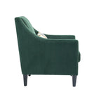 Fauteuil rembourré Emerald 26.77 avec accoudoirs creusés et pieds en bois d'hévéa