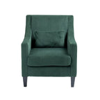 Fauteuil rembourré Emerald 26.77 avec accoudoirs creusés et pieds en bois d'hévéa