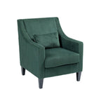 Fauteuil rembourré Emerald 26.77 avec accoudoirs creusés et pieds en bois d'hévéa