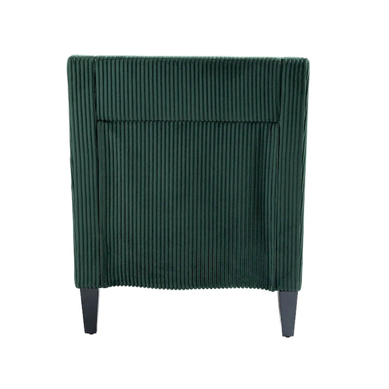 Fauteuil rembourré Emerald 26.77 avec accoudoirs creusés et pieds en bois d'hévéa