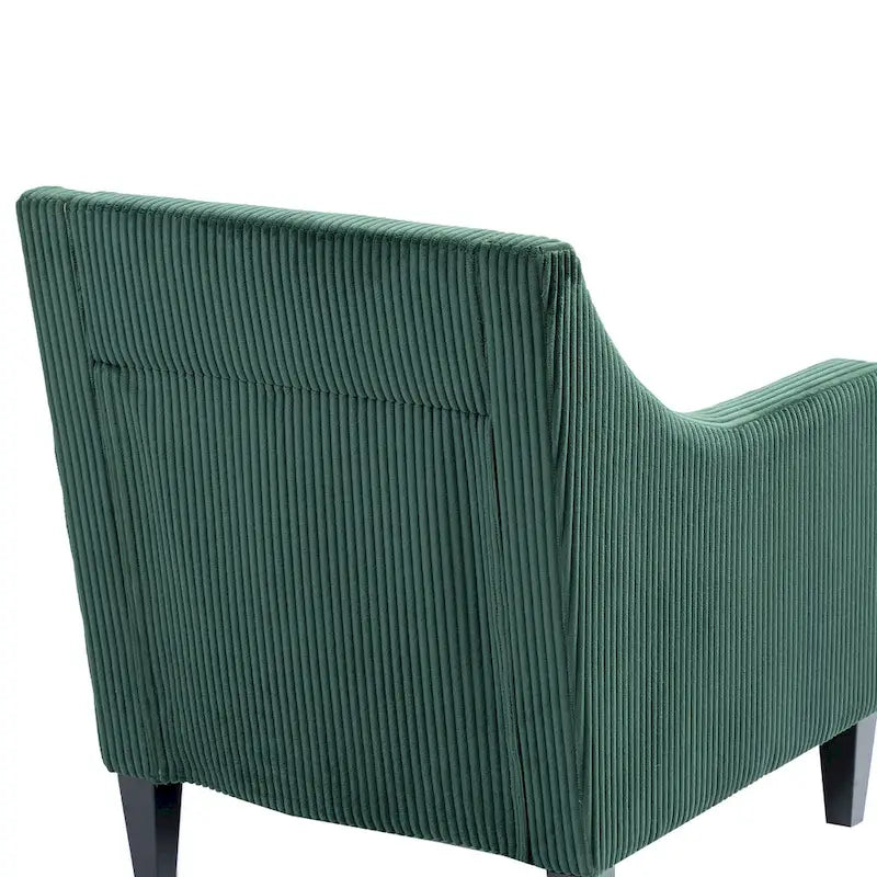 Fauteuil rembourré Emerald 26.77 avec accoudoirs creusés et pieds en bois d'hévéa
