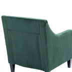 Fauteuil rembourré Emerald 26.77 avec accoudoirs creusés et pieds en bois d'hévéa