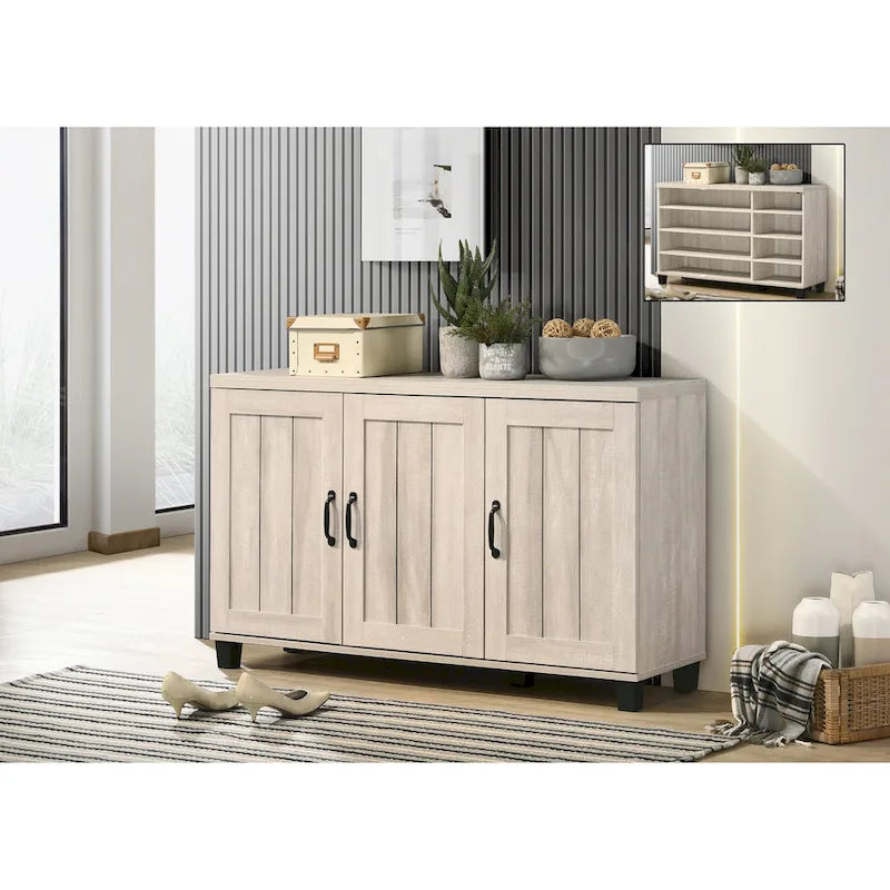 Meuble à chaussures moderne 45W à 3 portes, avec 6 étagères réglables