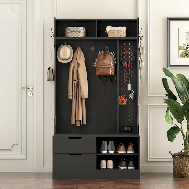 Porte-manteau avec 6 crochets, banc d'entrée, banc de rangement, pour entrée, couloir