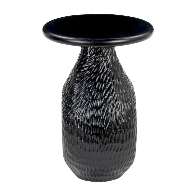 HomeRoots 20 Table d'appoint piédestal ronde en bois massif noir - 15' X '20.1' X '15