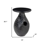 HomeRoots 20 Table d'appoint piédestal ronde en bois massif noir - 15' X '20.1' X '15