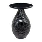 HomeRoots 20 Table d'appoint piédestal ronde en bois massif noir - 15' X '20.1' X '15