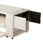 Cadre de lit de repos rembourré en velours avec ports de chargement USB et rangement