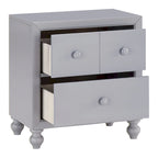1pc Nightstand of Drawers Wood knobs Turned Feet