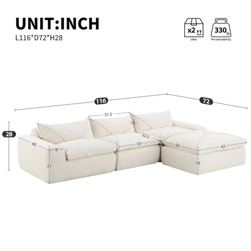 116 Canapé entièrement compressé avec mousse haute densité, chenille en particules
