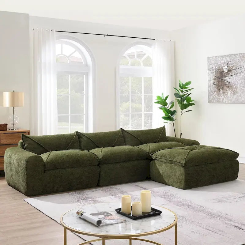 116 Canapé entièrement compressé avec mousse haute densité, chenille en particules