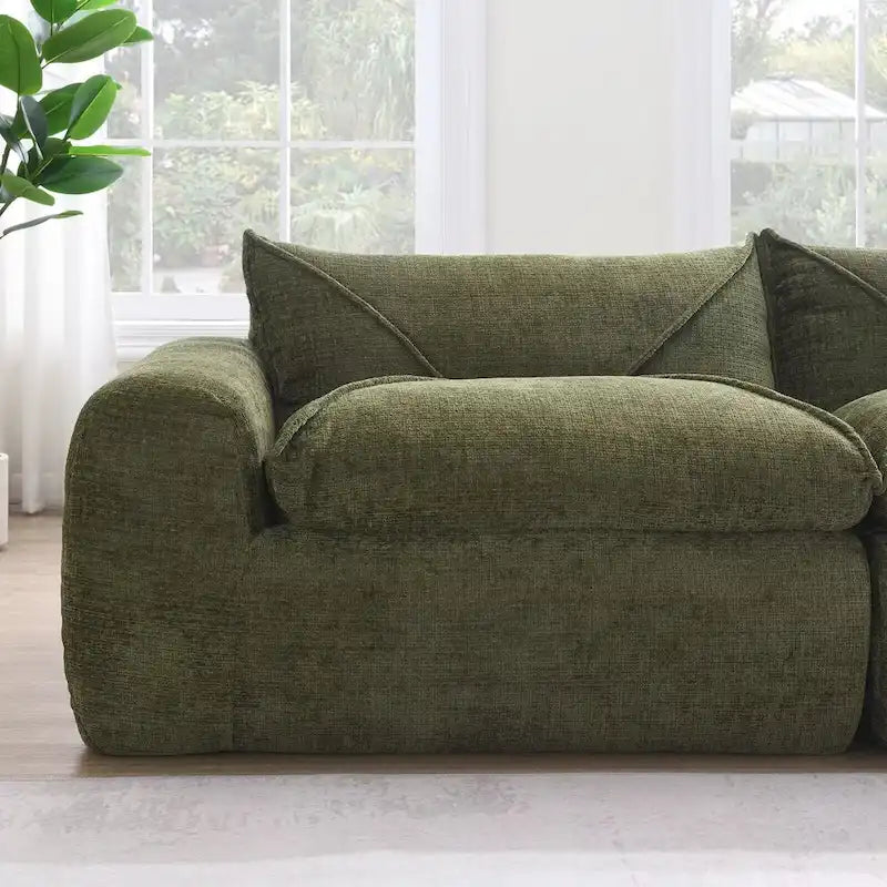 116 Canapé entièrement compressé avec mousse haute densité, chenille en particules
