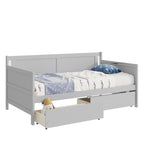 Lit de repos double en pin avec 2 tiroirs de rangement