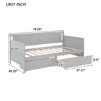 Lit de repos double en pin avec 2 tiroirs de rangement
