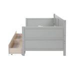 Lit de repos double en pin avec 2 tiroirs de rangement
