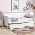 Lit de repos double en pin avec 2 tiroirs de rangement