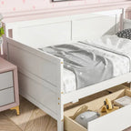 Lit de repos double en pin avec 2 tiroirs de rangement
