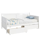 Lit de repos double en pin avec 2 tiroirs de rangement