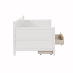 Lit de repos double en pin avec 2 tiroirs de rangement