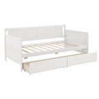 Lit de repos double en pin avec 2 tiroirs de rangement