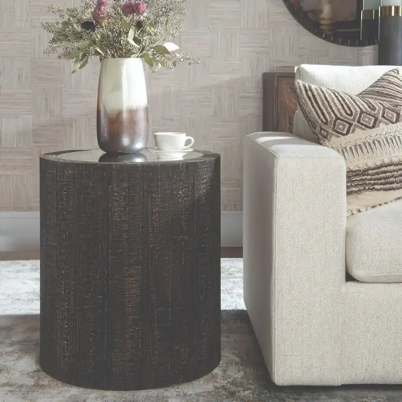 Table d'appoint avec plateau miroir - 25 - Noir