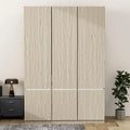 Armoire penderie indépendante pour chambre à coucher avec tringle à vêtements et 6 portes en bois