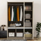 Armoire penderie indépendante pour chambre à coucher avec tringle à vêtements et 6 portes en bois