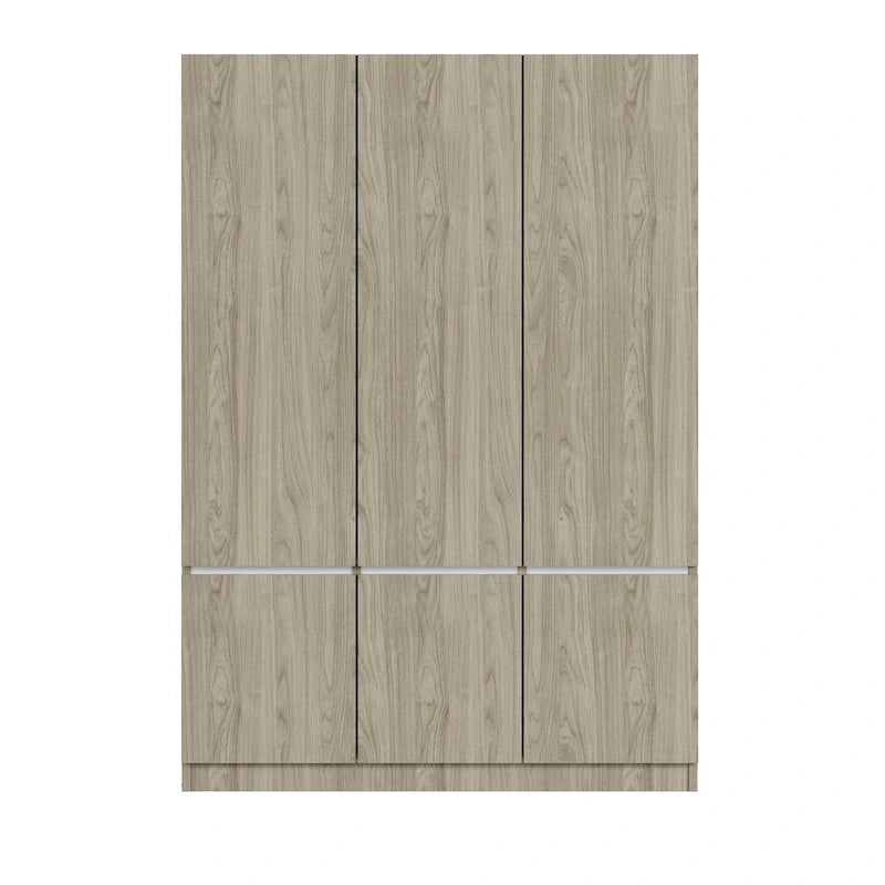 Armoire penderie indépendante pour chambre à coucher avec tringle à vêtements et 6 portes en bois