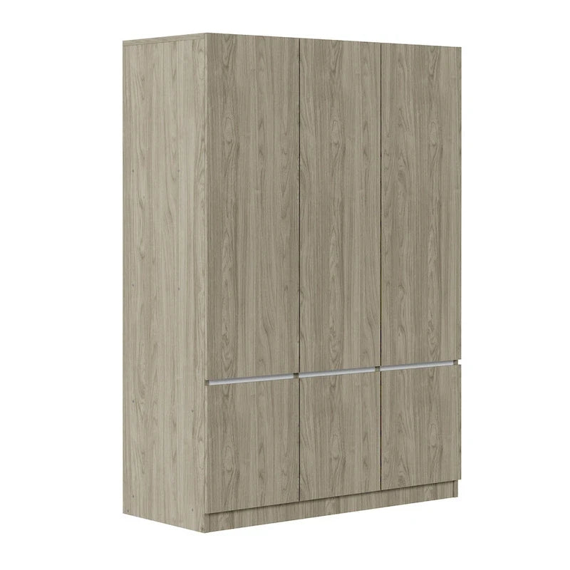 Armoire penderie indépendante pour chambre à coucher avec tringle à vêtements et 6 portes en bois