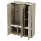 Armoire penderie indépendante pour chambre à coucher avec tringle à vêtements et 6 portes en bois