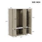 Armoire penderie indépendante pour chambre à coucher avec tringle à vêtements et 6 portes en bois