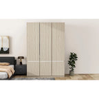 Armoire penderie indépendante pour chambre à coucher avec tringle à vêtements et 6 portes en bois
