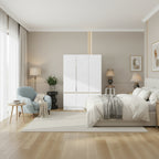 Armoire penderie indépendante pour chambre à coucher avec tringle à vêtements et 6 portes en bois