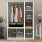Armoire penderie indépendante pour chambre à coucher avec tringle à vêtements et 6 portes en bois