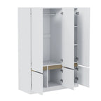 Armoire penderie indépendante pour chambre à coucher avec tringle à vêtements et 6 portes en bois
