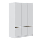 Armoire penderie indépendante pour chambre à coucher avec tringle à vêtements et 6 portes en bois
