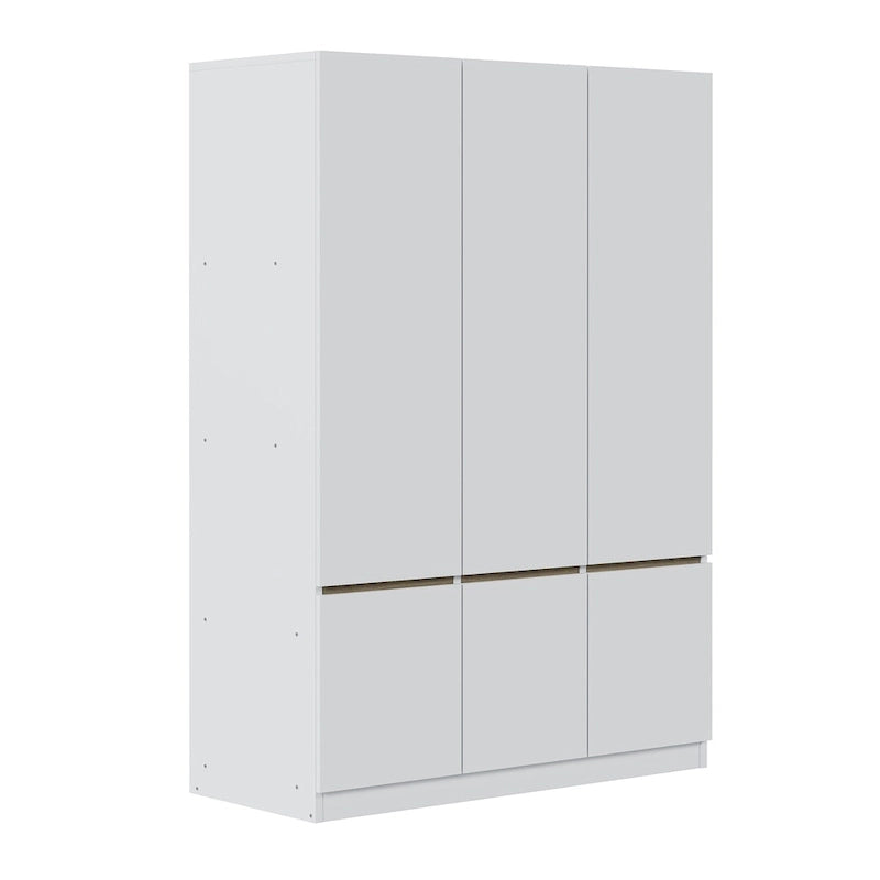 Armoire penderie indépendante pour chambre à coucher avec tringle à vêtements et 6 portes en bois